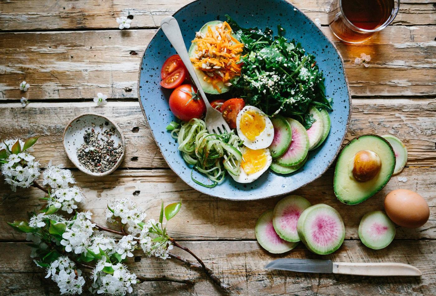 Fresh, wholesome bowls of food on a light table